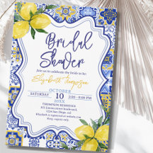 Italian watercolor tiles with lemon Bridal Shower