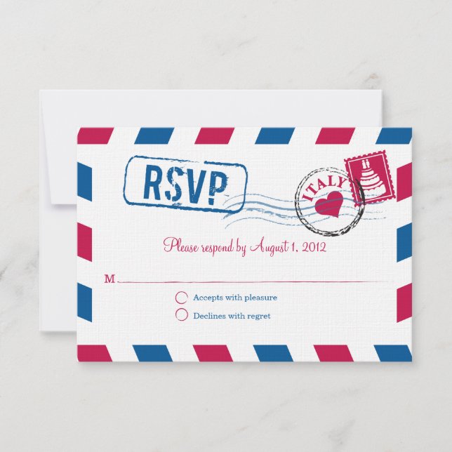 Italie Air Mail Wedding RSVP (Devant)