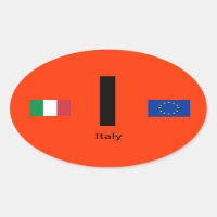 Italie- Autocollant ovale de style euro