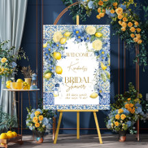 Italie Citron Blue Carreaux Fête des mariées Affic