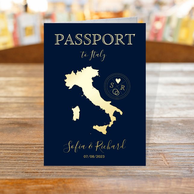 Italie Destination Mariage Gold Carte Passeport Mo (Créateur téléchargé)