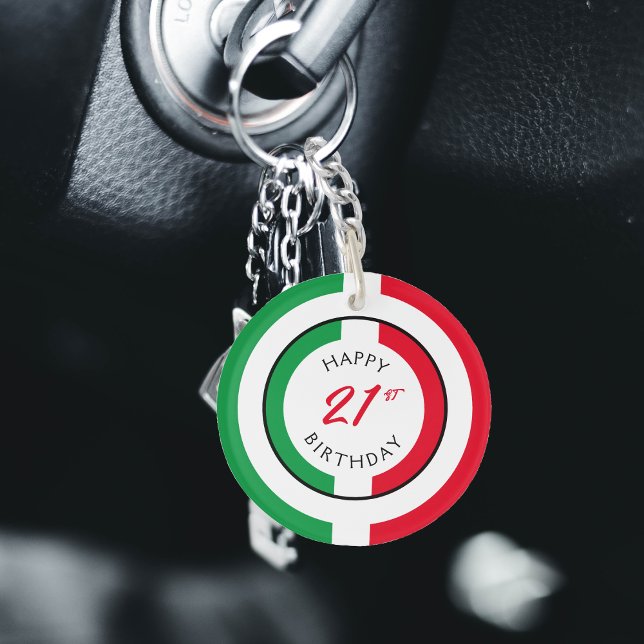 Italie Italie Drapeau italien Joyeux anniversaire (Italy Italia Italian Flag Happy Birthday Keychain)