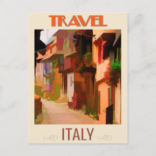 Italie Maisons colorées Carte postale Vintage voya