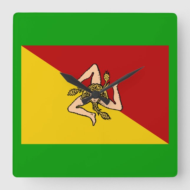 Italie - Sicile Drapeau Horloge murale (Recto)