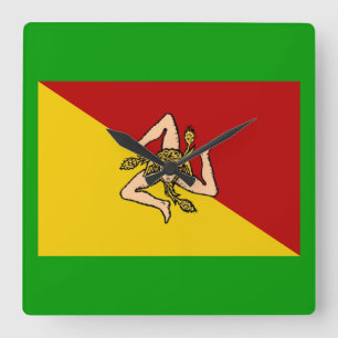 Italie - Sicile - Horloge murale du drapeau