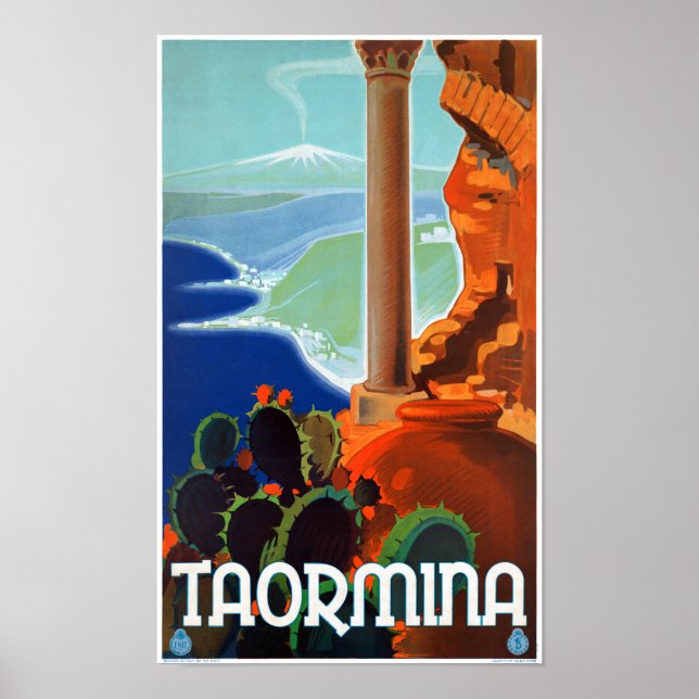 Italie Taormina Sicile Poster vintage (Devant)