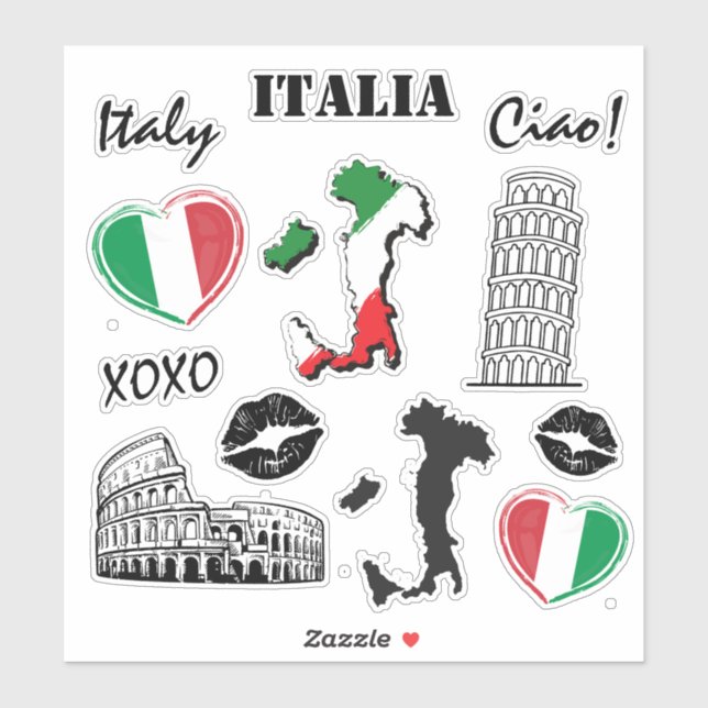 Italien 12pc Variety Sticker Pack (Blatt)