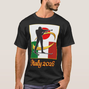 Italien 2026 Biathlon Japan Italien Flaggen 2026 W T-Shirt