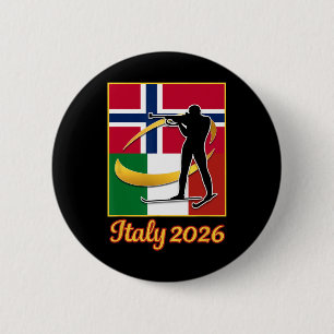 Italien 2026 Biathlon Norwegen und Italien Flaggen Button