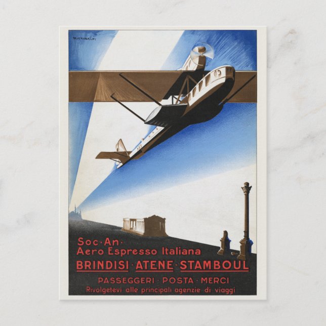 Italien Airline Vintage Poster 1924 Postkarte (Vorderseite)