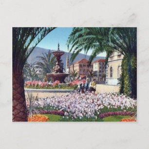 Italien, Alassio, Blumen rund um den Brunnen Postkarte