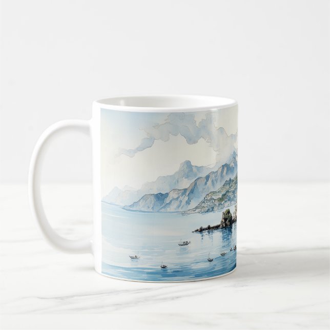 Italien Amalfi Küste Aquarellmalerei Kaffeetasse (Links)