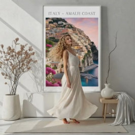Italien Amalfi Küste Positano Blume Print Poster