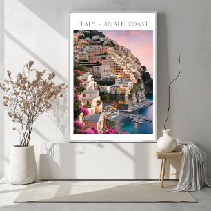 Italien Amalfi-Küste Positano Blumen Druckplakat Poster