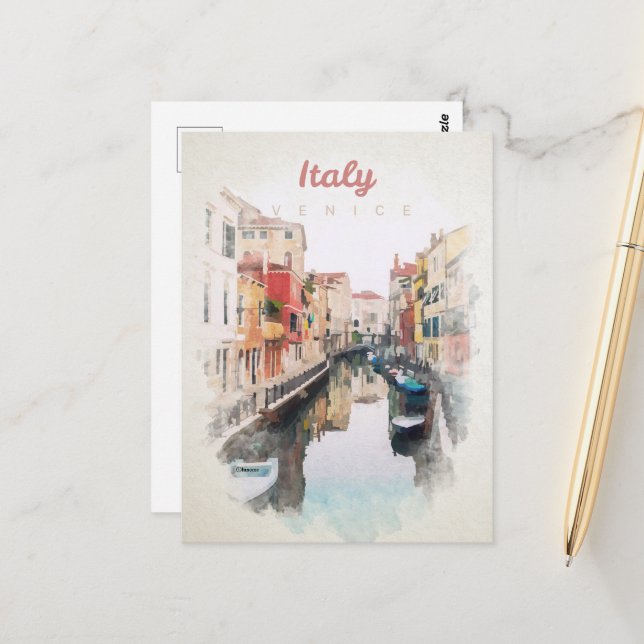 Italien - Aquarellpostkarte Postkarte (Vorderseite/Rückseite Beispiel)