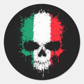 Italien-Bratenfett-Spritzer-Schädel Runder Aufkleber