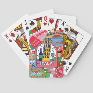 Italien - Briefmarke und Aufkleber Spielkarten