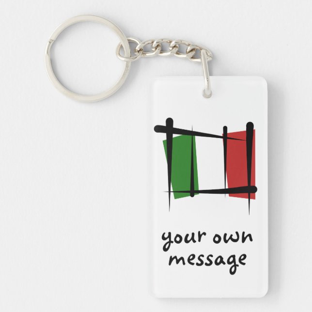 Italien-Bürsten-Flagge Schlüsselanhänger (Vorderseite)