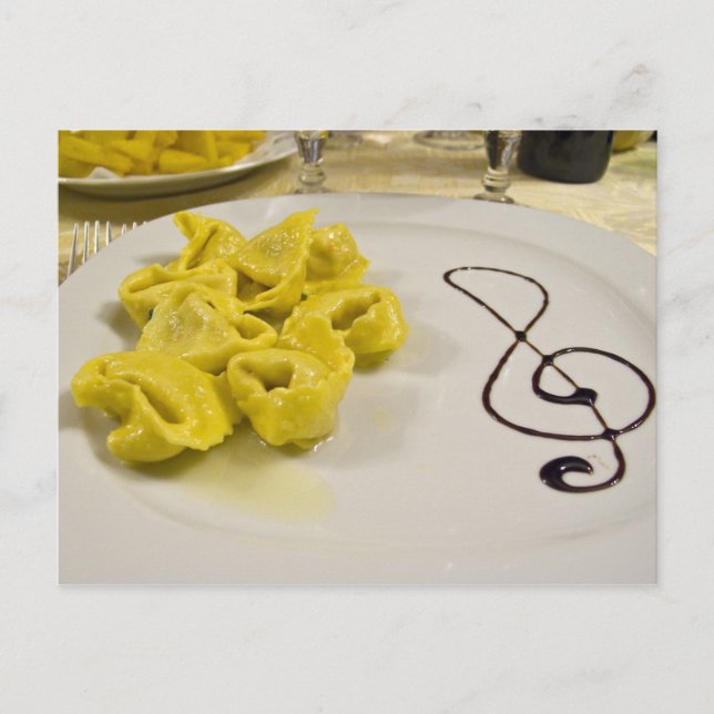 Italien, Cento. Eine Platte von Käse Tortellini Postkarte (Vorderseite)