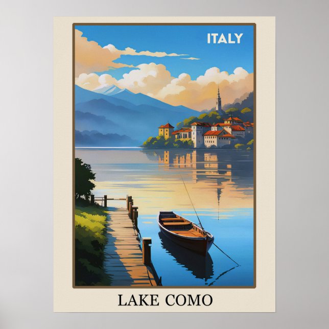 Italien Comer See Vintage Travel Poster (Vorne)