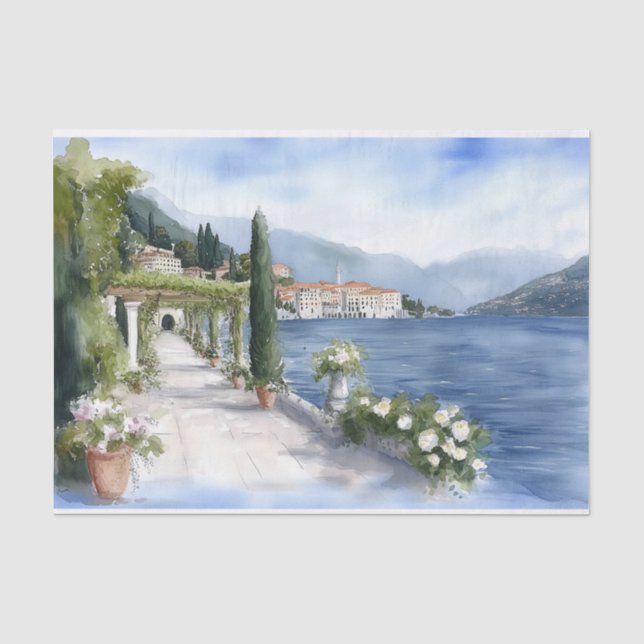 Italien Comer See Wasserfarbe Seidenpapier (Vorderseite)