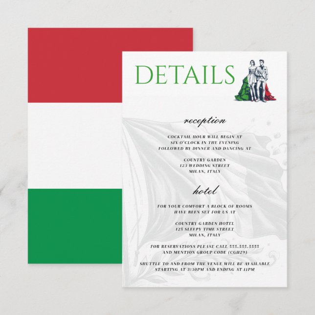 Italien Couple Begleitkarte (Vorne/Hinten)
