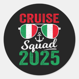 Italien Cruise Squad 2025 Sommerferien Matching F Runder Aufkleber
