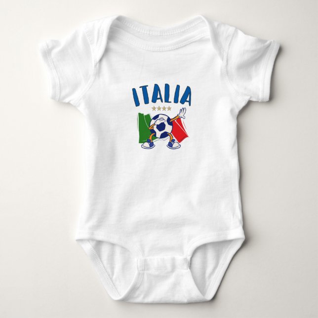 Italien - Dabbing Fußball-Flagge - 4 Sterne Baby Strampler (Vorderseite)