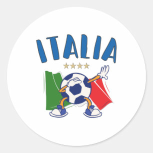 Italien - Dabbing Fußball-Flagge - 4 Sterne Runder Aufkleber