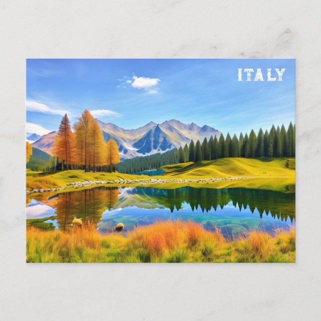 Italien Dolomiten Alpen Wasserfarbenreise Postkarte (Vorderseite)