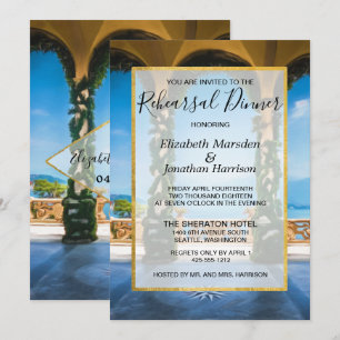 Italien Elegantes Blue Green Gold Probe Dinner Einladung