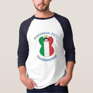 Italien Engel Chanukka Flagge Personalisieren Lang T-Shirt