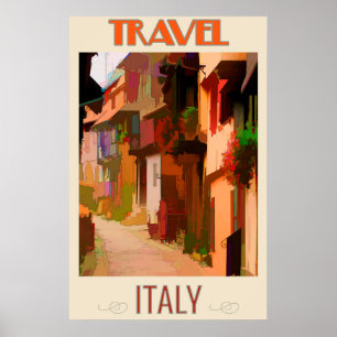 Italien farbenfrohe Häuser Vintage Travel Poster