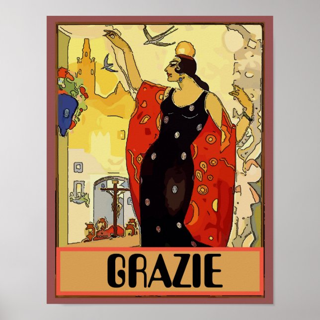Italien Femme & Vin, Vino Poster (Devant)