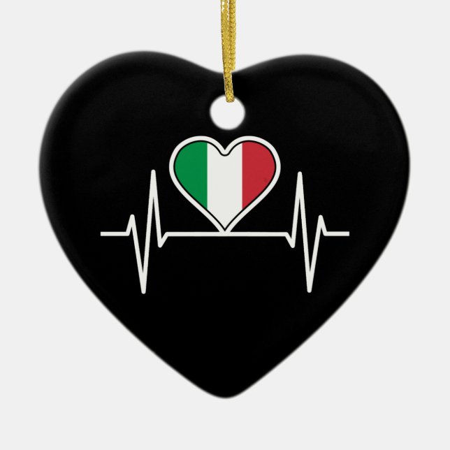 Italien - Flag Heartbeat Keramik Ornament (Vorne)