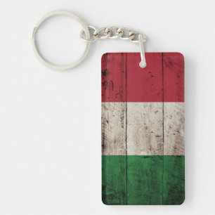 Italien-Flagge auf altem hölzernem Korn Schlüsselanhänger
