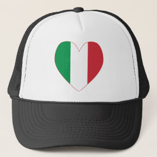 Italien-Flagge Herz Roter Rand Truckerkappe