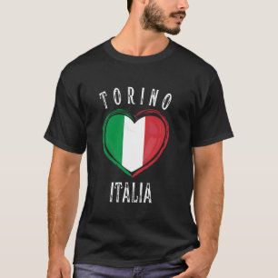 Italien Flagge Herz Turin Stadt T-Shirt