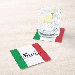 Italien Flagge Italienischer Stolz Europa Land Rechteckiger Pappuntersetzer