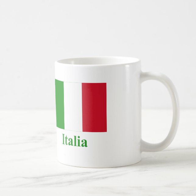 Italien-Flagge mit Namen auf italienisch Kaffeetasse (Rechts)