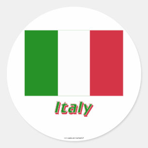 Italien-Flagge mit Namen Runder Aufkleber
