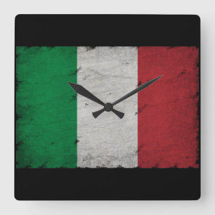 Italien-Flagge Quadratische Wanduhr
