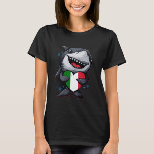 Italien-Flagge Süßer Hai Italienischer Stolz Herz T-Shirt