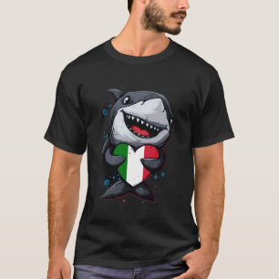 Italien-Flagge Süßer Hai Italienischer Stolz Herz T-Shirt
