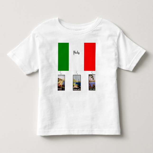 Italien - Flagge und drei alte Reiseplakate Kleinkind T-shirt (Vorderseite)