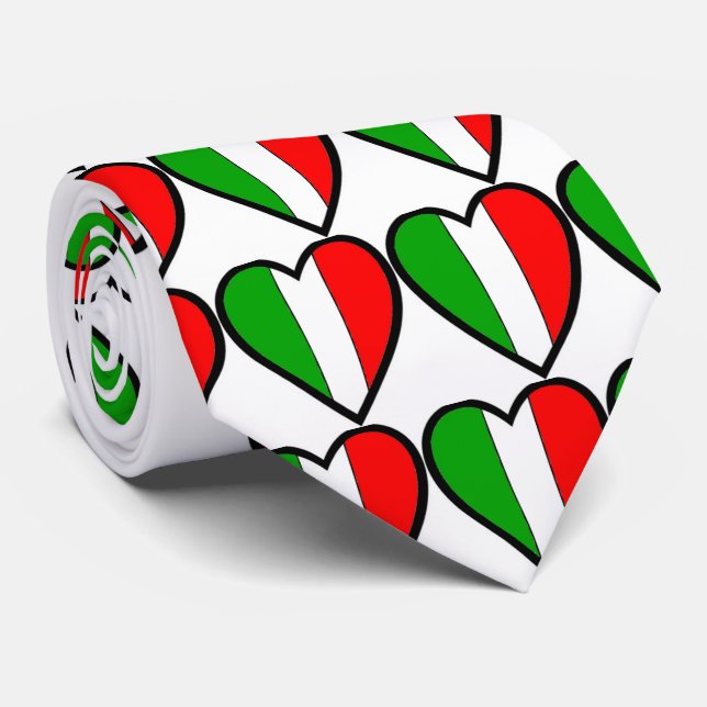 Italien-Flaggen-Herzen Krawatte (Gerollt)