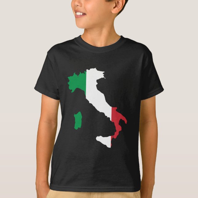 Italien-Flaggen-Karte T-Shirt (Vorderseite)