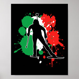 Italien Flaggenbiathlonist - Italienische Biathlon Poster