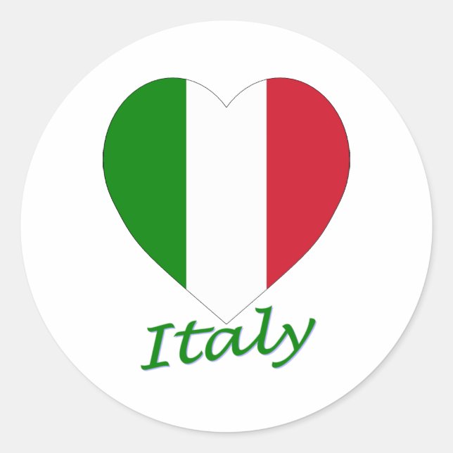 Italien - Flaggenherz Runder Aufkleber (Vorderseite)