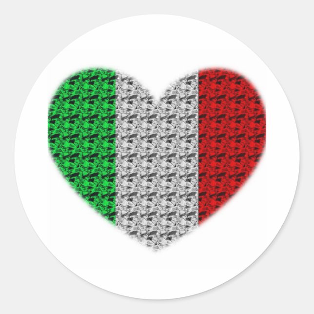 Italien - Flaggenherz Runder Aufkleber (Vorderseite)